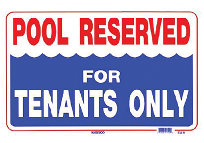 Pool Reserved for Tenants Only Sign Image