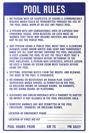 Minnesota Pool Rules Sign Image