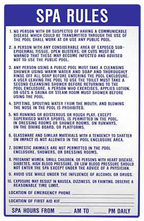 Minnesota Spa Rules Sign Image