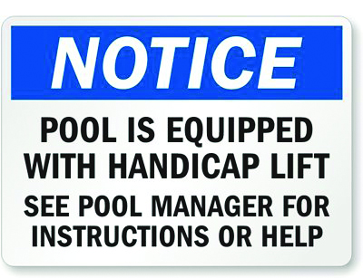 Notice - Handicap Lift Sign Image