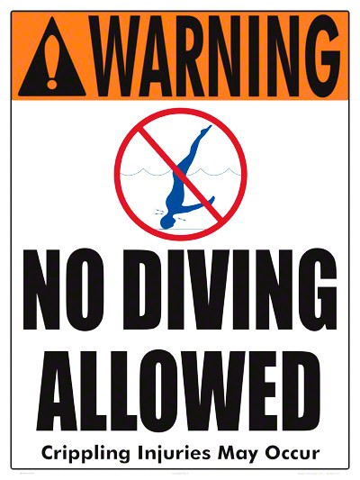 Warning No Diving Sign Image