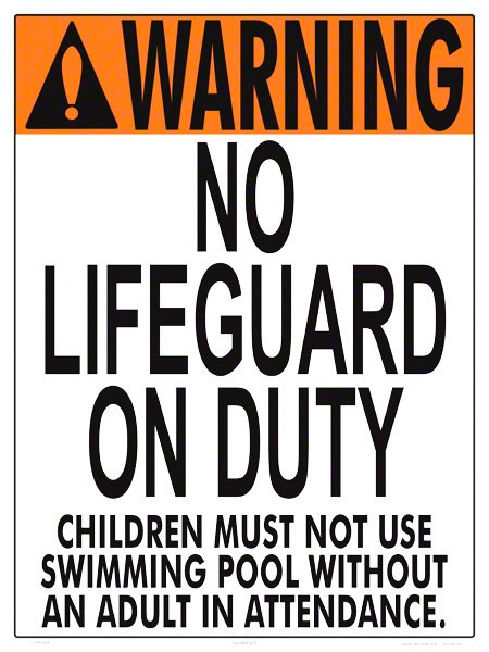 Warning No Lifeguard on Duty Sign Image